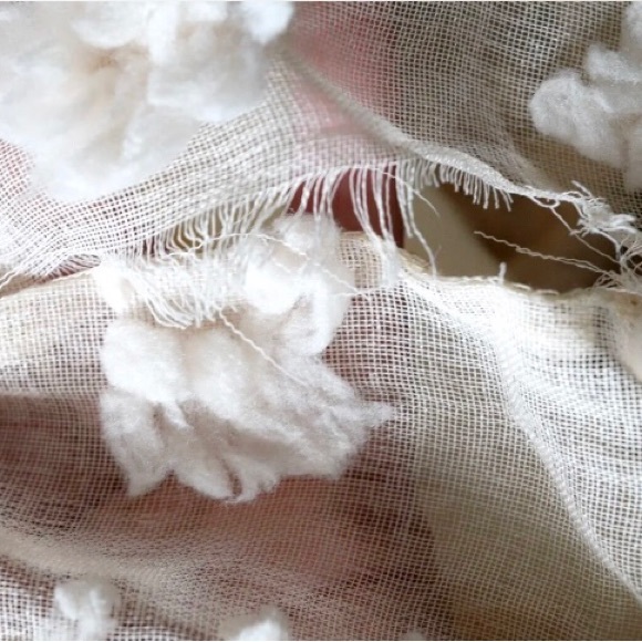 &Merci Cream Floral Applique Flounce Dress Off White Lined Belted PRETTY… - Picture 10 of 10